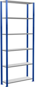 Schulte Grundregal Steckregal MULTIplus150 mit 6 Fachböden und Kreuzstrebe, Farbe: Blau, B/T/H: 250 x 100 x 30 cm - Bild 1