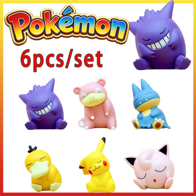Bandai Pokémon Schlaf-Serie Pikachu Gengar Modellfiguren, 6-teiliges Set - Bild 1