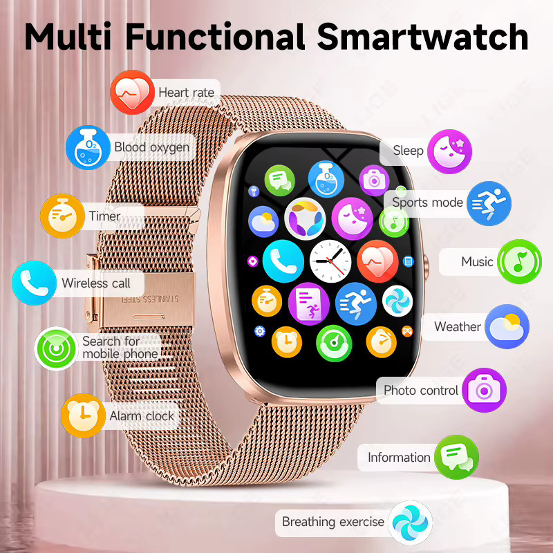 LIGE Smartwatch für Damen und Herren mit Herzfrequenz- und Schlafüberwachung, Bluetooth-Anruf und wasserdicht, in Gold und Schwarz - Bild 3