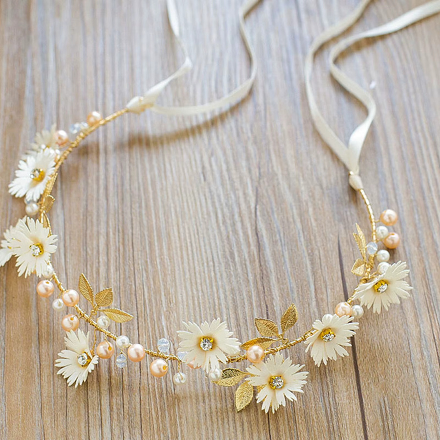 Stirnband Blumen, Perlen, Damen - Bild 1