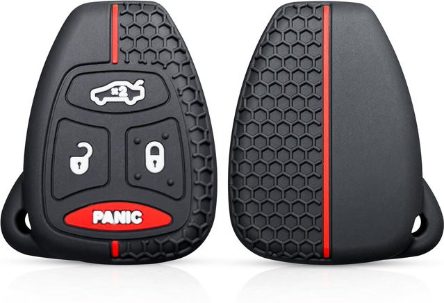 Schlüsselabdeckung Hülle in Schwarz für Jeep Wrangler JK, Grand Cherokee, Compass, Chrysler 300C, Pacifica, Dodge Caliber, Nitro, Dakota und Durango - Bild 1