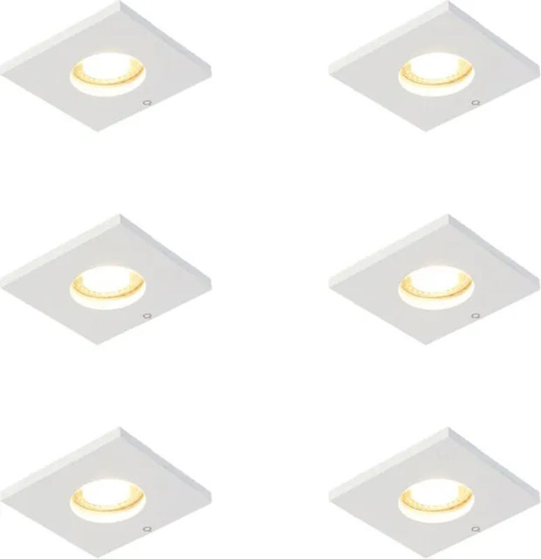 QAZQA Set mit 6 modernen Badezimmer-Einbaustrahlern aus Aluminium in Weiß im minimalistischen skandinavischen Design - Bild 1