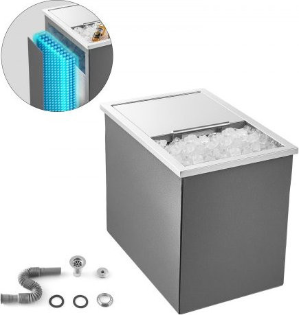 VEVOR Einbau-Eisbox aus Edelstahl mit Schiebedeckel und Abflussrohr-Set, 27,1 l, B/T/H: 45,5 x 30,5 x 40,0 cm - Bild 1