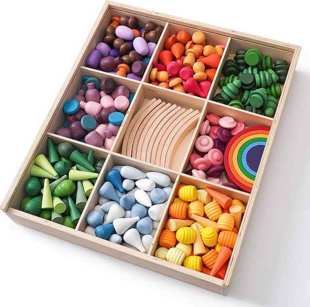 Activating Toys Regenbogen-Bausteine, Bausteinspielzeug aus Holz, Schwarz - Bild 1