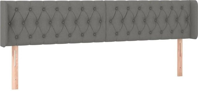 vidaXL Kopfteil mit Ohren in Dunkelgrau, gepolstertes Stoff-Kopfteil für das Schlafzimmer, B/H: 203 x 88 cm, Tiefe: 16 cm - Bild 1