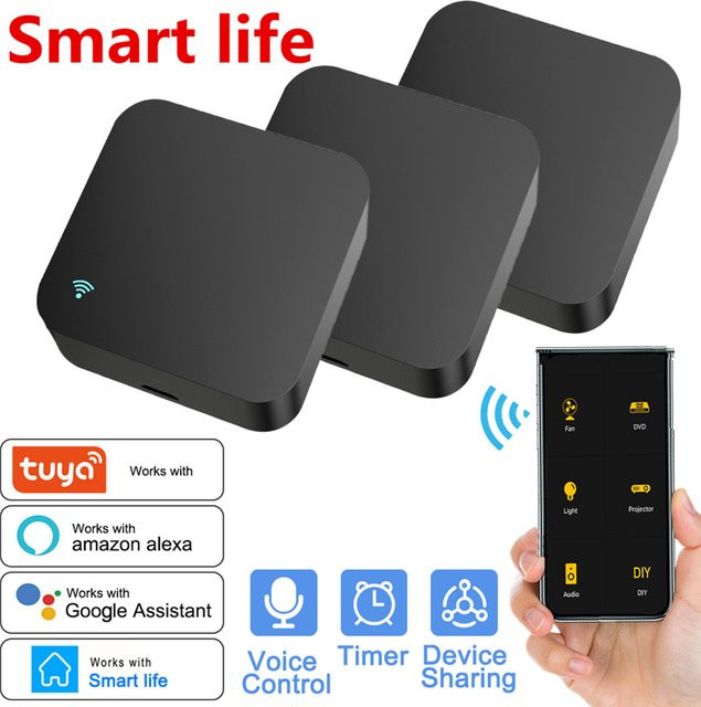 Tuya Smart Home IR Blaster WiFi Universal Infrarot Fernbedienung für Klimaanlage und TV in Schwarz, kompatibel mit Alexa und Google Home - Bild 1