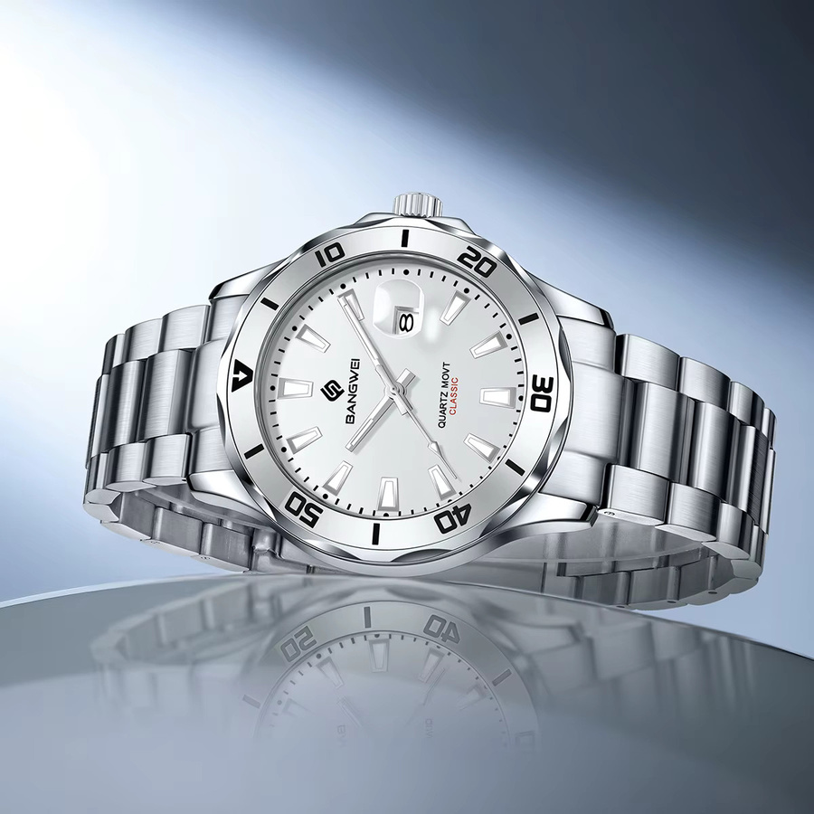 BANGWEI Armbanduhr Edelstahl, Quarz, Silber, Herren - Bild 3