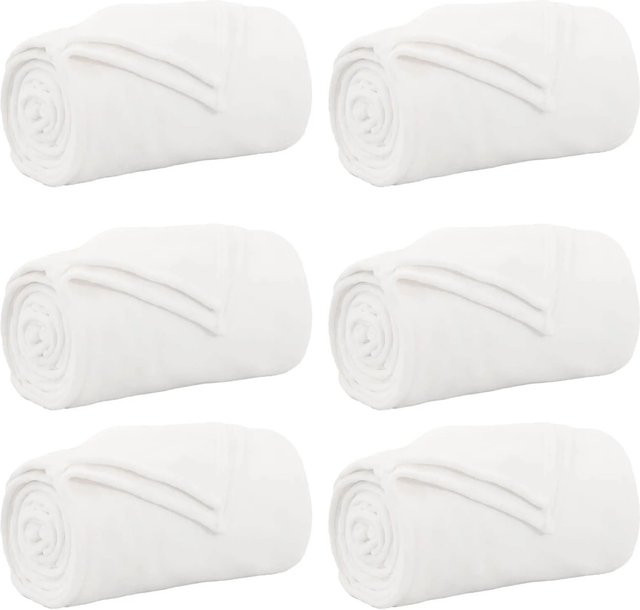 6er-Set vidaXL Fleece-Wohndecken Weiß, B/B: 130 x 150 cm - Bild 1