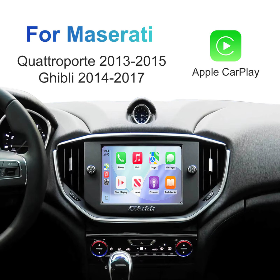 LEXXSON Wireless CarPlay und Android Auto Retrofit Kit für Maserati Quattroporte und Ghibli, OEM Bildschirm Upgrade Decoder Box, Schwarz - Bild 2