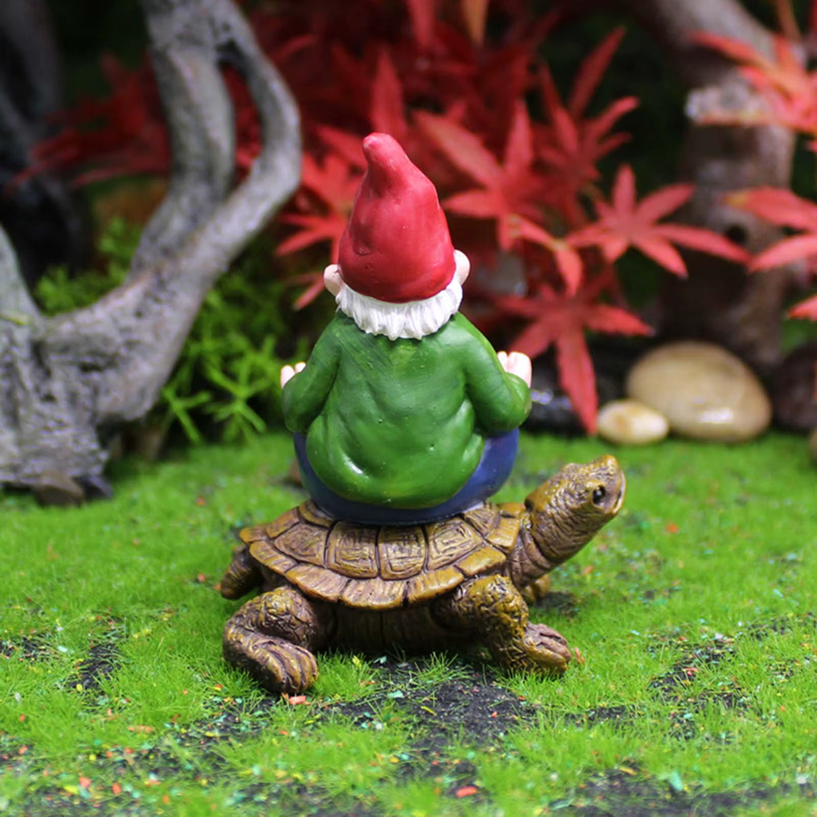 Handbemalte Gartendekoration ACRDDK Schildkröte auf Reittier in Mehrfarbig aus Kunststoff - Bild 2