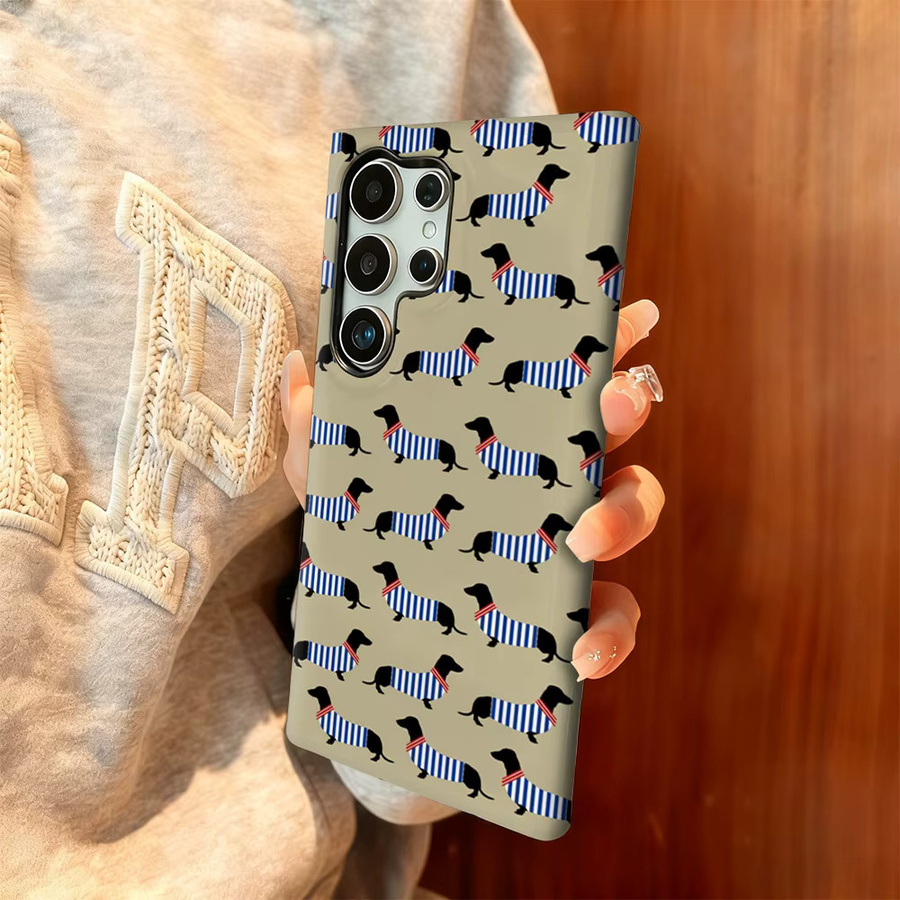 Stoßfeste doppellagige Handyhülle mit Dackel-Motiv und Streifen für Samsung Galaxy S25 Ultra, S24 und S23 Ultra Plus in Multicolour - Bild 2