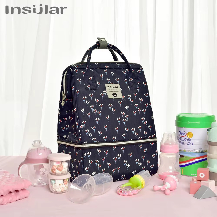 Insular Wickeltasche als Baby Reise Rucksack in Blau mit großem Fassungsvermögen und Stillbeutel - Bild 2