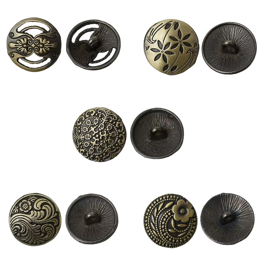 30 Stück DoreenBeads Vintage-Metall-Nähschaftknöpfe aus Messing in Antik-Bronze mit Blumenmuster, Durchmesser: 17 mm - Bild 2