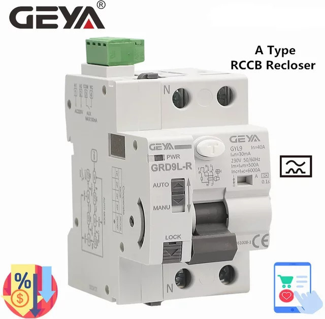 GEYA GRD9L Typ A RCD Auto Recloser Differenzialschalter 2P 40A 220V in Weiß - Bild 1