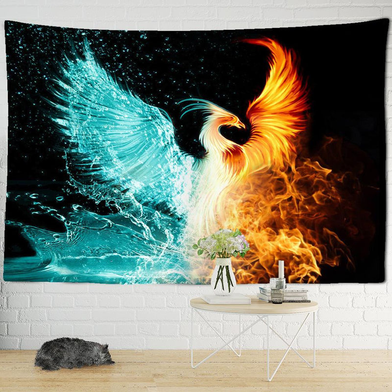 Binchi Outdoor Equipment Wandbehang Totem Phönix aus Eis und Feuer, abstrakte Boho-Dekoration in Mehrfarbig, B: 95 cm, H: 70 cm - Bild 3