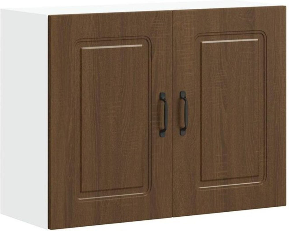 Vidaxl Küchen-Hängeschrank Kalmar in Braun Eichen-Optik aus Holzwerkstoff mit Drehtüren im Modernen Landhaus-Stil, H: 80 cm, B: 60 cm, T: 31 cm - Bild 1