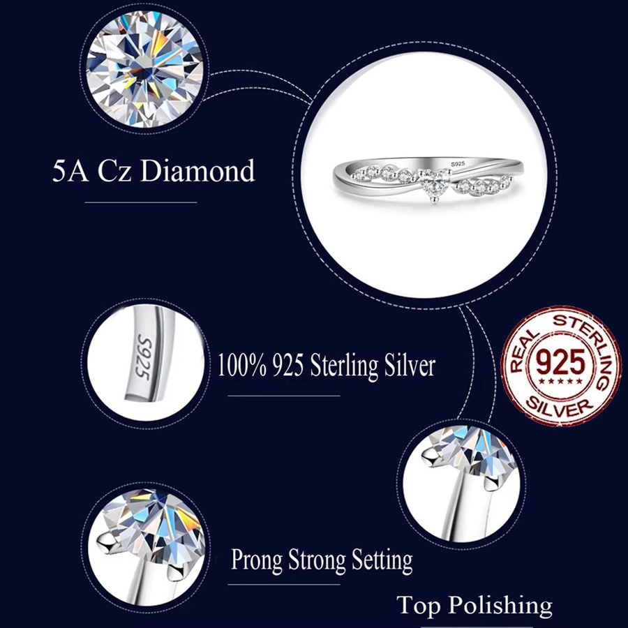 CWWZircons Verlobungsring, 925 Silber, Zirkonia, Damen - Bild 2