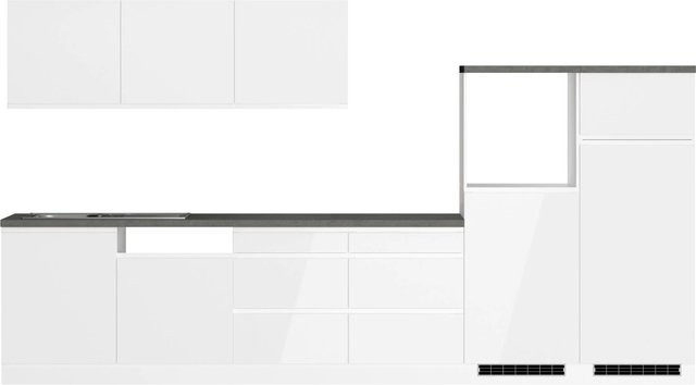 Held Küchen Küchenzeile Gera modern in Weiß/Beton, Breite: 360 cm - Bild 1