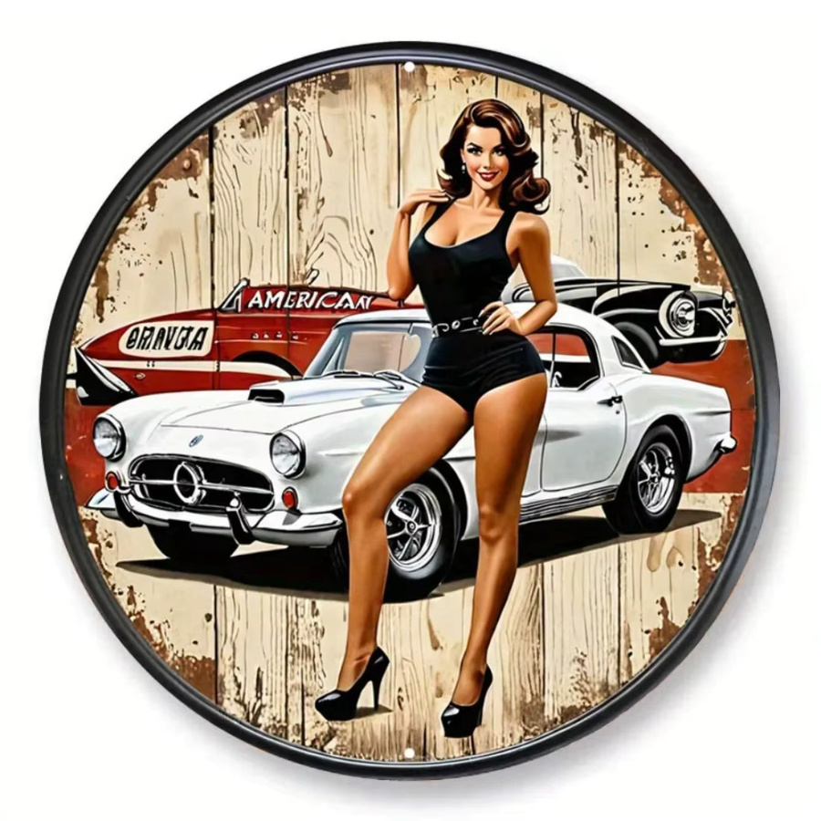 CIFBUY Rundes Vintage Wandschild aus Metallblech als Retro-Dekoration für Zuhause, Garage oder Café - Bild 4