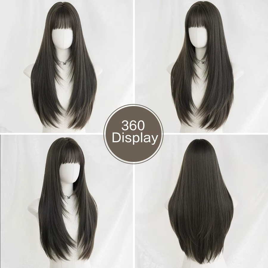 7JHH WIGS Perücke, braun, lang, glatt, synthetisch, Damen - Bild 3