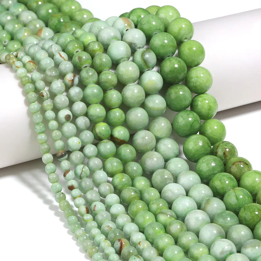 Jade Perlen, Grün, Streifen, Runde Perlen, DIY Halskette Armband Zubehör - Bild 4