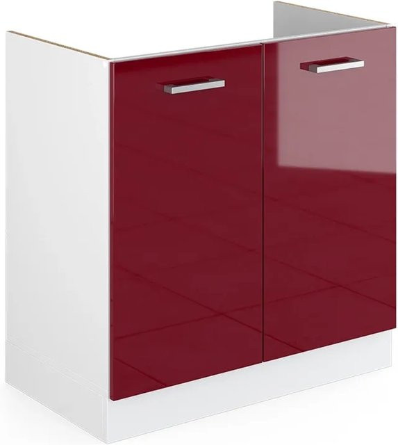 Vicco Spülenunterschrank R-Line in Bordeaux Hochglanz und Weiß, B/T/H: 80 x 46 x 81,6 cm - Bild 1