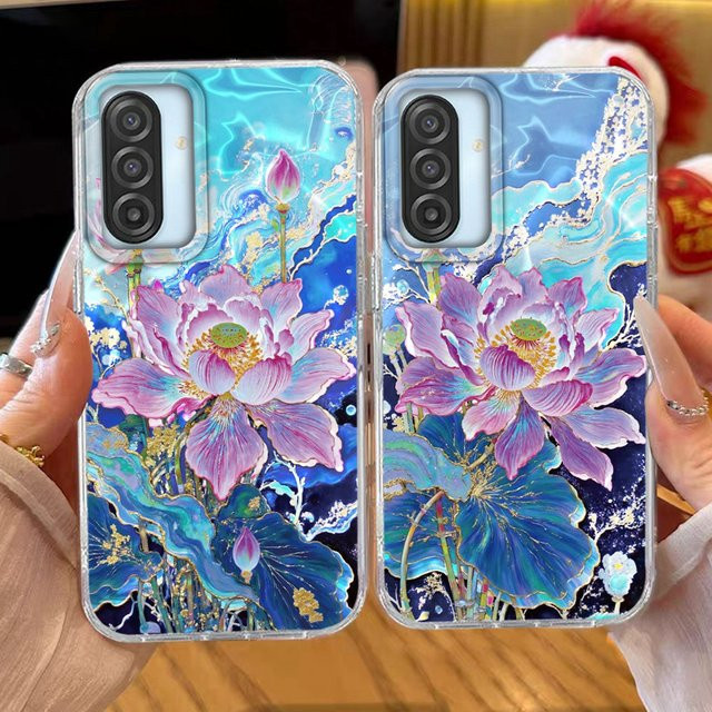 Luxus Handyhülle mit Lotusblumen-Mädchen Design für Samsung Galaxy A-Serie (A17 A57 A56 A55 A16 A07 A26 A54 A15 A13 A36 A25 A35 A14 A34 A12 5G) in Multicolour - Bild 1