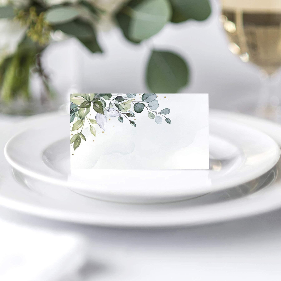 50 Stück Tischkarten mit Blumen- und Pflanzenmuster für Hochzeit und Party, Mehrfarbig - Bild 2