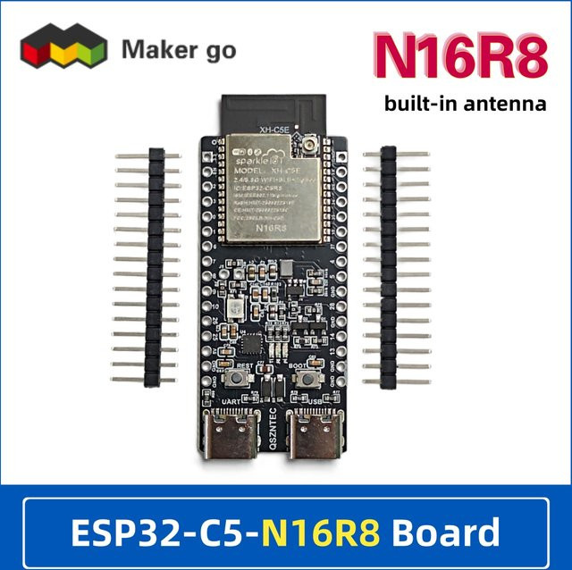 QSZNTEC ESP32-C5-N16R8 Entwicklungsboard mit Dual-Band Wi-Fi 6 (2,4 & 5 GHz) und integrierter Antenne in Schwarz - Bild 1