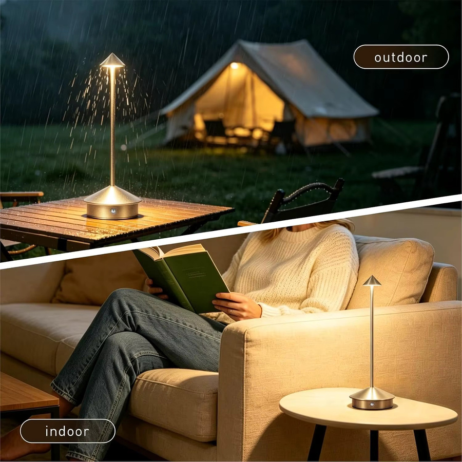 Wiederaufladbare LED-Tischlampe mit Berührungssensor und 3 Farbmodi für modernes Ambientlicht und Schlafzimmer, Metall - Bild 7