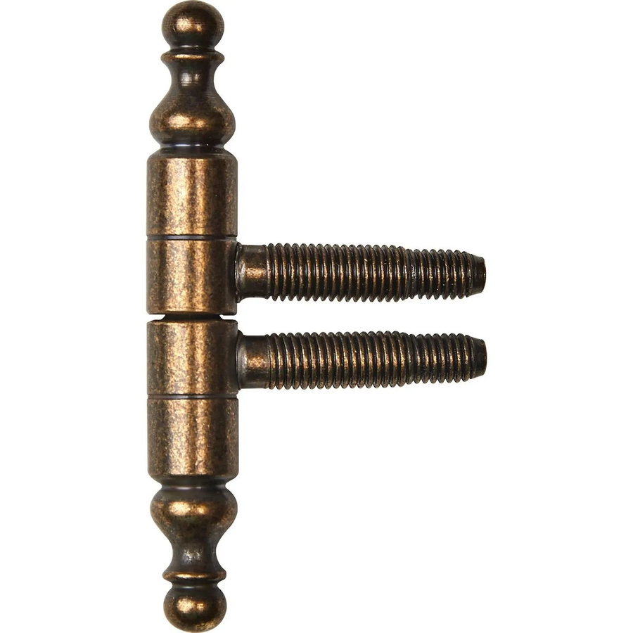 SFS Einbohrband Türband mit Zierkopf und 3-Gewindebolzen aus Messing in Patiniert/Gold, Durchmesser: 13 mm - Bild 2