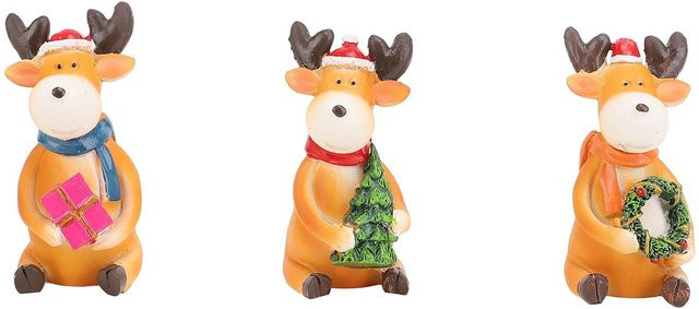 Niedliche Weihnachts-Rentier-Figur von OutsideWorld als orangefarbenes Harz-Ornament für deine Tischdekoration - Bild 1
