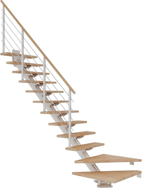 Dolle Mittelholmtreppe Sydney mit 12 Stufen aus Buche und weißen Metallteilen - Bild 1