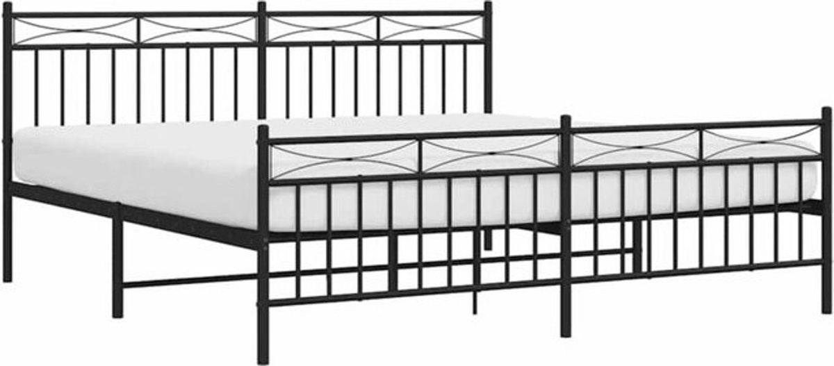 Metallbett vidaxl in Schwarz mit Kopf- und Fußteil im klassischen Design B/T: 183 x 213 cm - Bild 1