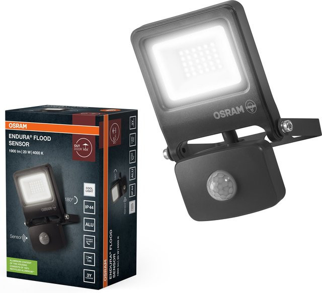 OSRAM Endura Flood Sensor LED-Außenstrahler mit Bewegungsmelder und Dämmerungssensor, 20 W, 1800 Lumen, 4000 K, Dunkelgrau, IP65 - Bild 3