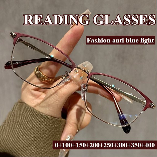 Retro-Lesebrille, Cat-Eye, Rot, Blaulichtfilter - Bild 1