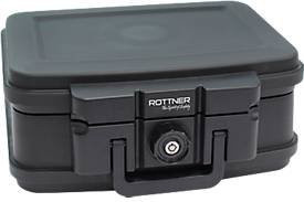 Rottner Feuerschutzkassette Fire Data Box 1, 5 l mit Zylinderschloss und Tragegriff, schwarz, B: 38,2 cm, T: 32,4 cm, H: 16,5 cm - Bild 1