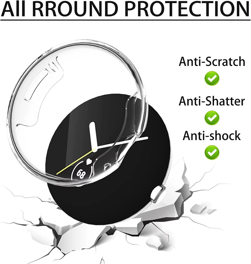 Google Pixel Watch Schutzhülle, TPU, Schwarz, transparent, Unisex - Bild 6