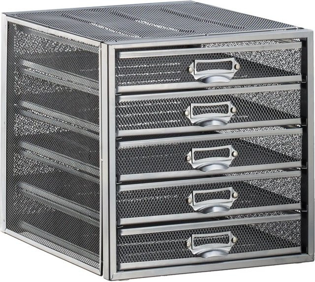 Relaxdays Schubladenbox A4 aus Stahl in Silber, beschriftbare Dokumentenbox mit mehreren Fächern, B/T/H: 29,0 x 27,5 x 35,5 cm - Bild 1