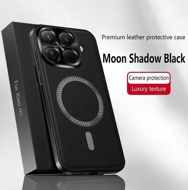 Retro Leder Handyhülle mit magnetischem Ring und Wireless Charging für Xiaomi 15T Pro, 15 Ultra, 14T, 13T und weitere Modelle, Farbe: Schwarz - Bild 1