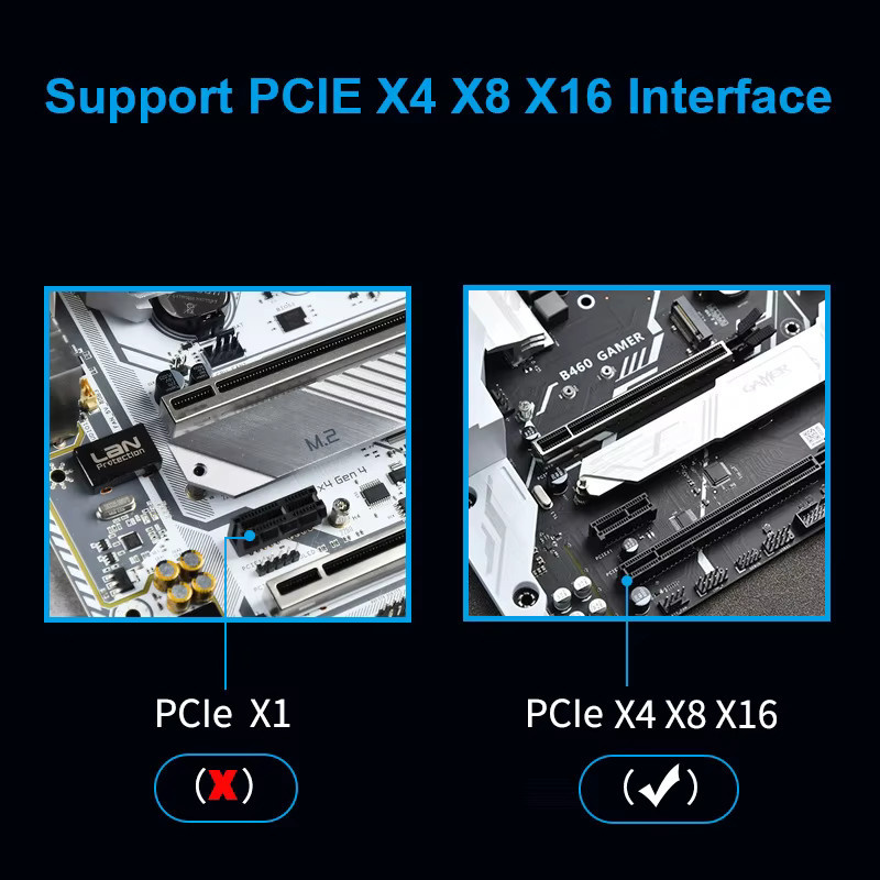 OULLX M.2 NVMe SSD zu PCIe Adapterkarte für Desktop-PCs, unterstützt 2230 2242 2260 2280 22110, Schwarz - Bild 3