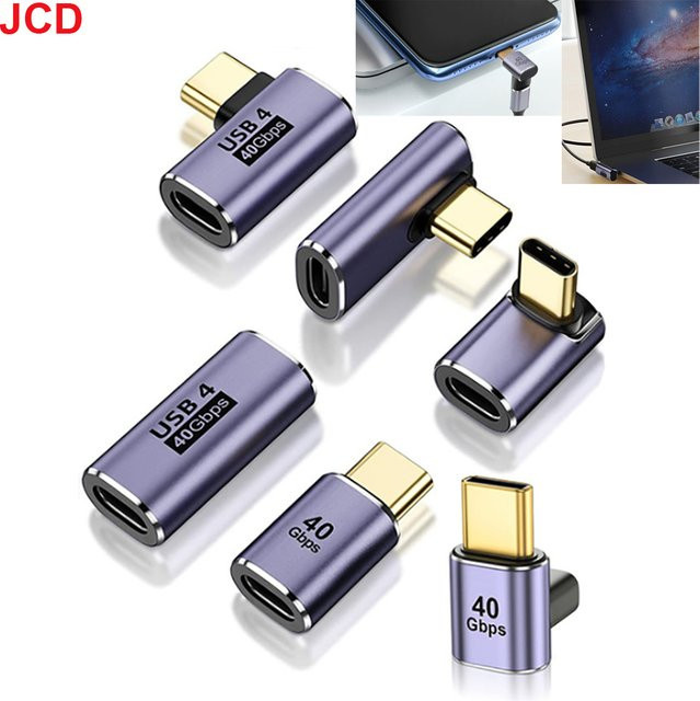 JCD USB4.0 Typ-C auf Typ-C 90-Grad-Adapter mit 40Gbps Datenübertragung und 100W Schnellladefunktion für 8K60Hz Videoübertragung - Bild 1