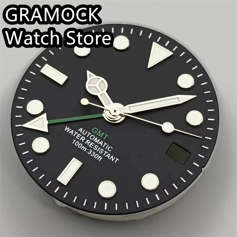 GRAMOCK Uhrenzifferblatt GMT, 29 mm, grün leuchtend, Unisex - Bild 2