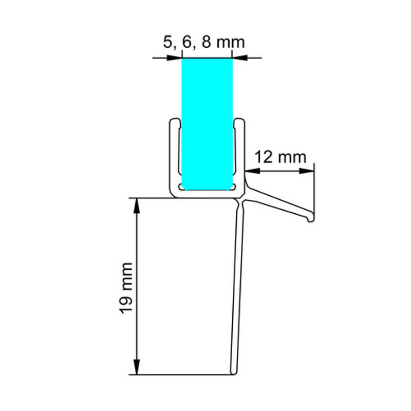 Schulte Wasserabweisprofil für Duschkabinen mit extra langer Dichtleiste, transparent, für 5/6/8 mm Glasstärke - Bild 2
