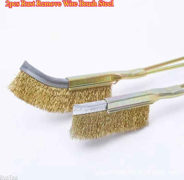 RveTee 2er Set Reinigungsbürsten aus Stahl, Messing und Nylon zur Rostentfernung und Metallpolitur in Silber und Gold - Bild 1