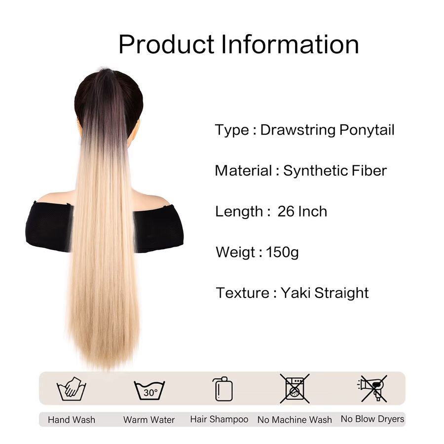 JIAMEISI Haarteil Pferdeschwanz Verlängerung, Clip-in, Synthetisch, Unisex - Bild 2