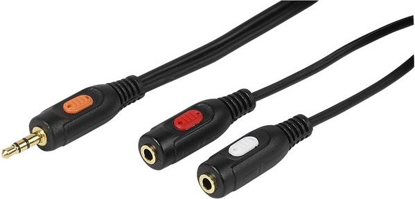 Vivanco Y-Adapter Klinke Stereo 3,5 mm Schwarz, Länge: 0,2 m - Bild 1