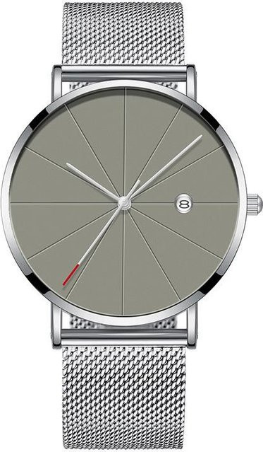 Quarz-Armbanduhr Edelstahl, Silber, Datum, Herren - Bild 1