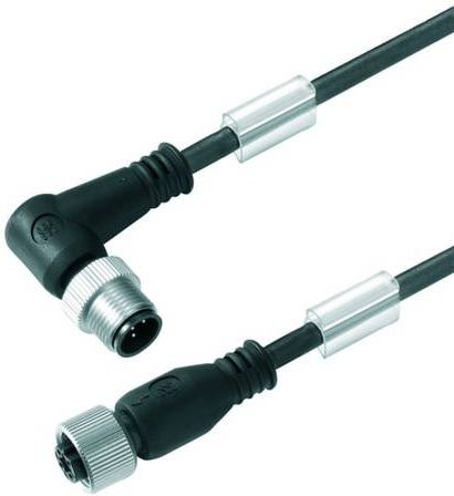 Weidmüller Sensor-Aktor-Steckverbinder M12 Stecker gewinkelt und Buchse gerade, schwarz, Polzahl 5, Länge: 30 cm - Bild 1