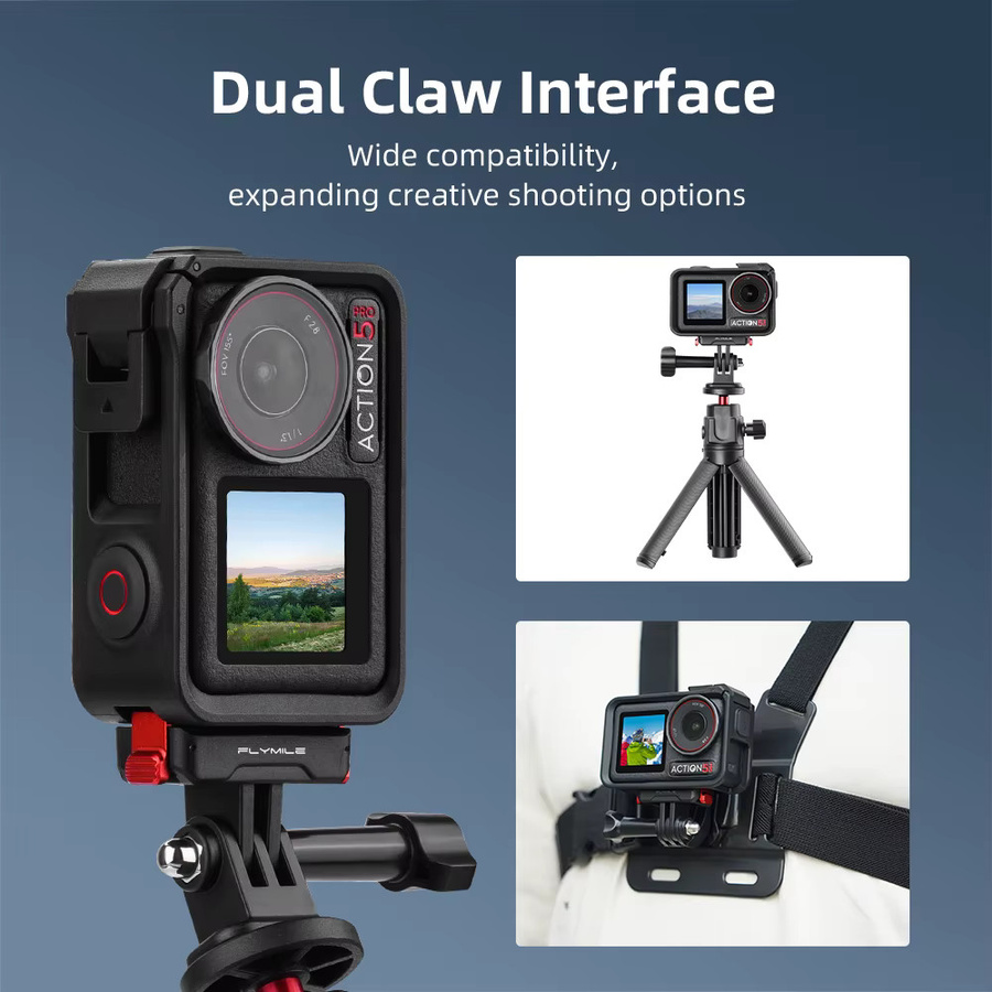 Flymile Magnetischer Halterungsadapter für DJI Action 5 Pro und DJI OSMO Action 4, Schnellwechsel-Basis Erweiterungshalterung, Schwarz - Bild 4